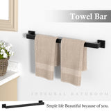 10-Pieces Matte Black Bathroom Accessories Set, 23.6 Inch Bath Towel Bar Set, SUS 304 Stainless Steel Bathroom Hardware Set, Tow