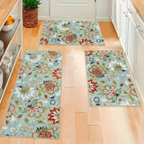 Homcomoda Boho Floral Kitchen Rugs Sets 3 Piece with Runner Kitchen Mats for Floor Non Slip Kitchen Rugs and Mats Washable Kitch