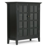 SIMPLIHOME Acadian SOLID WOOD 39 inch Wide Transitional Medium Storage Cabinet in Black for the Living Room, Entryway and Family