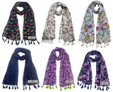 Fusfus WomenS Printed Chiffon Scarves And Stoles, Free Size(Multicolour, Fs1399) Pack Of 6 (Multicolor1)