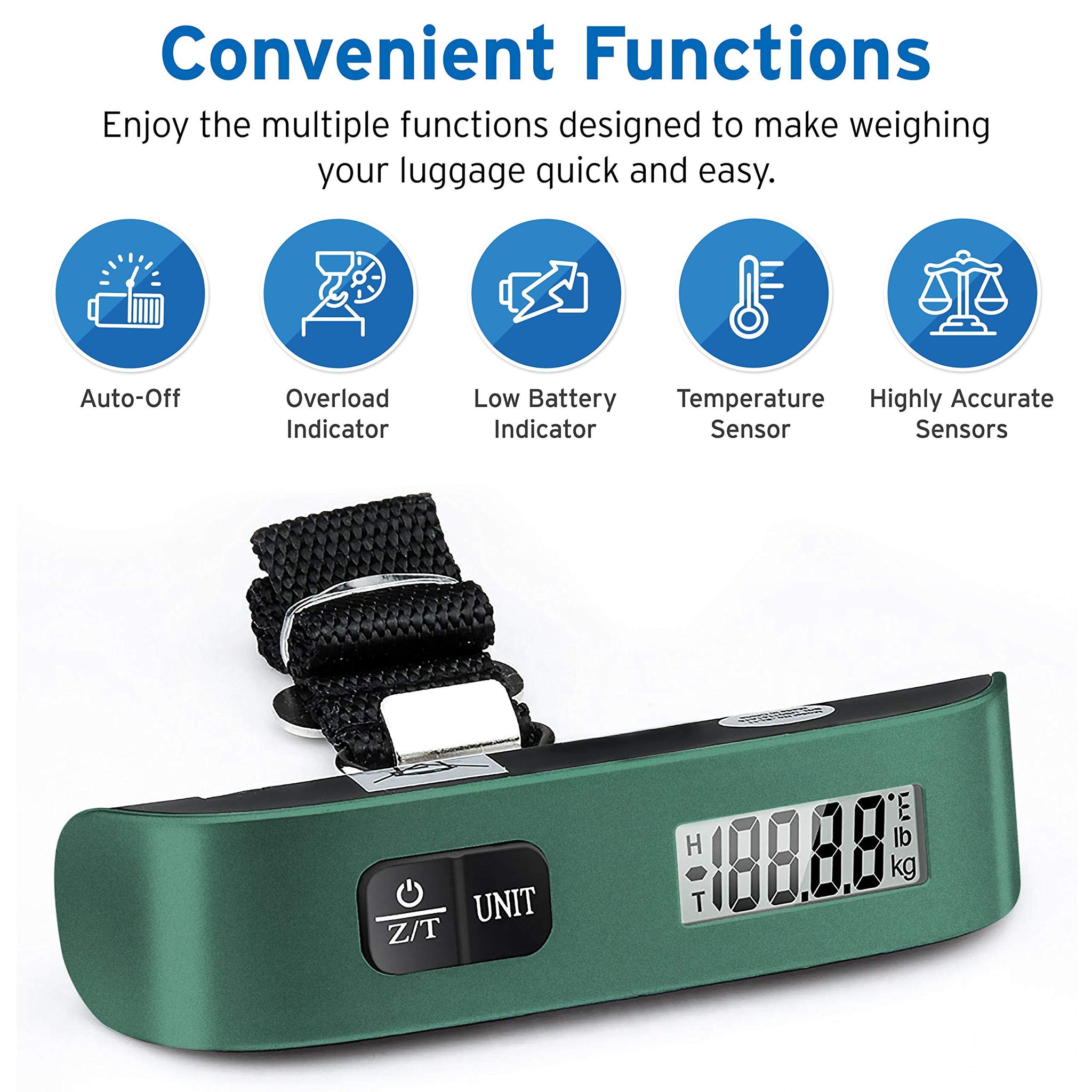 Etekcity Luggage Scale, Digital Weight Scales for Travel Accessories Essentials Suitcases , Portable Handheld Scale with Tempera