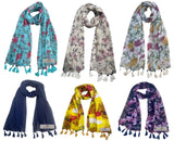 Fusfus WomenS Printed Chiffon Scarves And Stoles, Free Size(Multicolour, Fs2005) Pack Of 6 (Multicolor4)