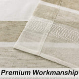 Central Park Sheer Beige and White Stripe Farmhouse Curtains Boucle Linen Window Curtain Panel Pairs Yarn Dyed Woven 108 Inches