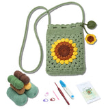 Picknmake Crochet Bag Making Kit For Beginners Adults Kids Diy Sunflower Crochet Crossbody Bag Kit With Yarn Hook Needle Stitch 