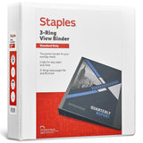 Staples 3-Ring Binder, 2 Inch D-Ring Organizer for Home, Office, School, Holds up to 480-Sheets, White