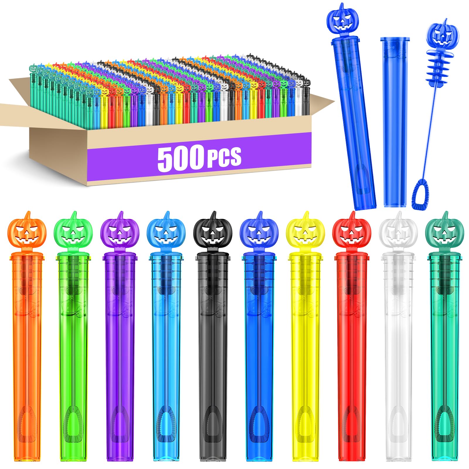 AuroTops 500 PCS Halloween Mini Bubble Wands,Halloween-Themed Bubbles Bulk for Trick or Treat Toys for Kids Gifts Halloween Part