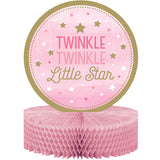 Creative Converting One Little Star Girl Honeycomb Centrepiece Centerpiece, 0.125 x 11.5 x 13.5, Pink & Gold