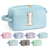 YOOLIFE Birthday Gifts for Women, Personalized Gifts for Women Friends, Initial Blue Makeup Bag I