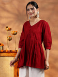 Libas Women'S Silk Blend Regular Kurti (29139_Red_L)