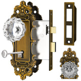 CEYMIO Gold Door Knobs Interior Mortise Lock Brass Door Knob Crystal Glass Door Handle Door Skeleton Key Locks for Bedrooms Bath