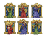 Design Works Crafts Medieval Angels Counted Cross Stitch Ornament Kit, Red, Blue, Green, Gold And More (Mixed)