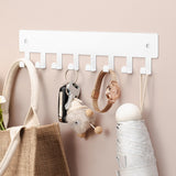 pickpiff Key Holder Wall Mount, Adhesive Key Rack with 8 Hooks Hanger for Car Key Ring, Metal Key Chain Organizer, White 1 Pack