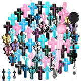 Tondiamo 60 Pcs Cross Silicone Focal Beads for Pens Bulk Jesus Faith Easter Cross Beads for Beadable Pen Keychain Jewelry Bracel