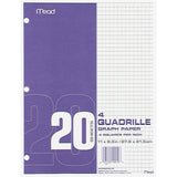 Mead Graph Paper Pad, Quadrille, 4 Squares per Inch, 11 x 81/2, 20 Sheets, 12 Pads/Pack (19010)