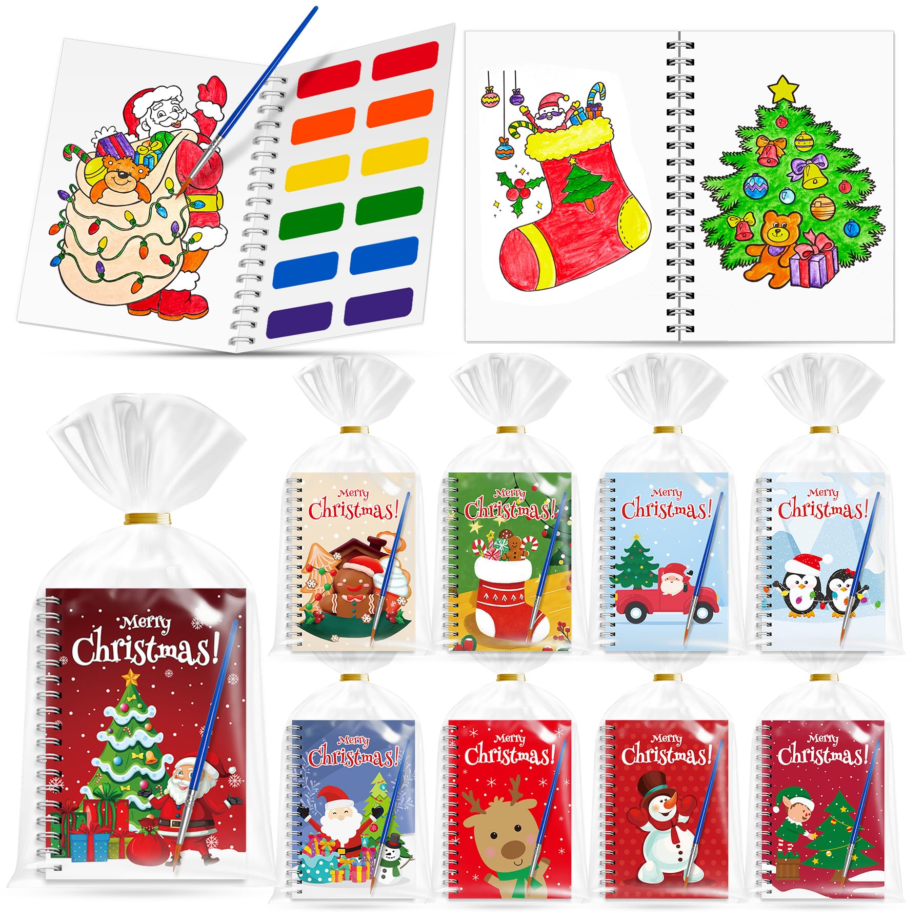 AIIHAC Water Christmas Coloring Books for Kids Party Favors,18 Bulk Mini Coloring Books for Kids Ages 4-8, 9 Styles 200+ Pages S
