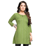 Shiv Textiles Rayon Fabric Printed Round Neck Short Kurtis For Women Top Dresses Kurti For Ladies & Girls Kurtis (Green_3Xl)