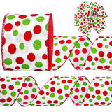 JarThenaAMCS Christmas Wired Edge Ribbons 4 in 15 Yards Red Green Glitter Polka Dots Print Xmas Tree Ribbon for Bow Wreath Craft