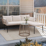 YITAHOME 3 Piece Patio Furniture Set Wicker Patio Sectional with Detachable Cushions and Coffee Table Outdoor Furniture Set L-Sh