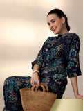 Libas Women'S Silk Blend Co-Ords (48997_Blue Blue L