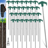 Hicarer 20 Pcs 12 Inch Tent Stakes Screw in Camping Stakes Heavy Duty Metal Spikes Ground Anchor Peg Threaded Tent Spikes with H