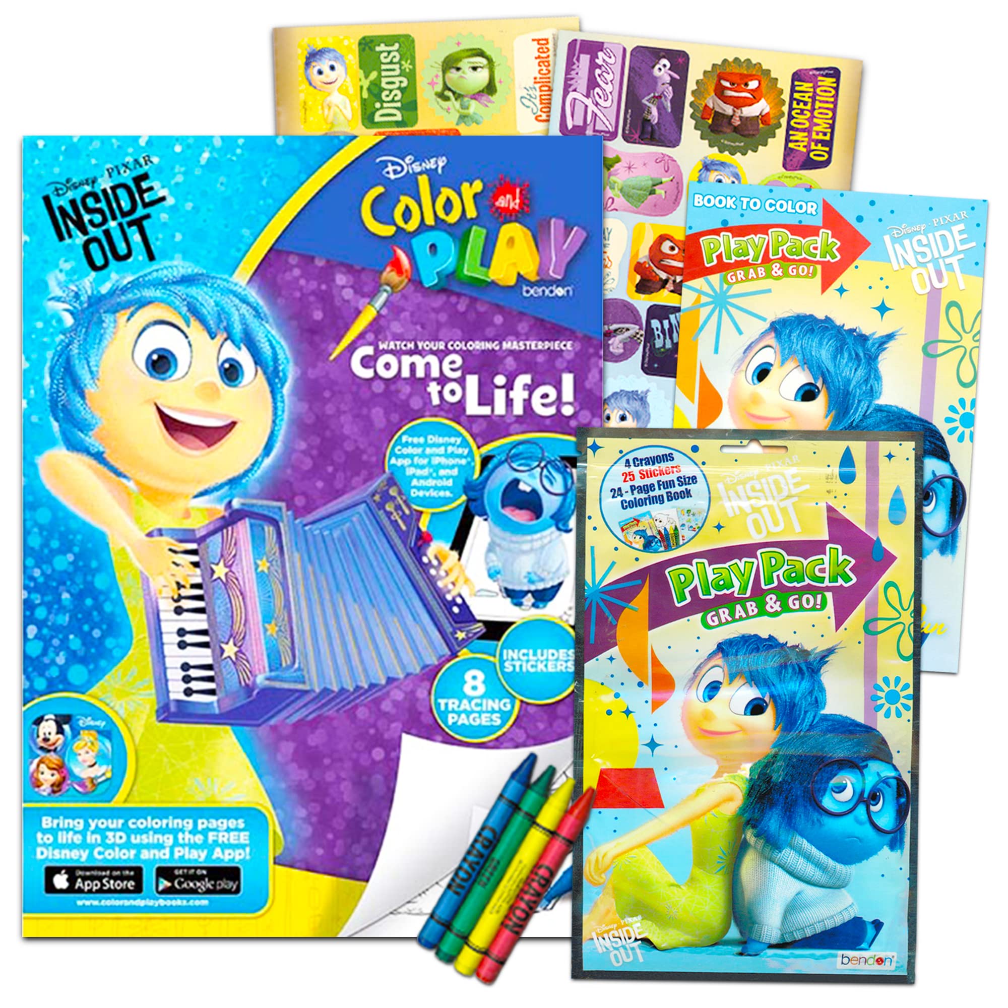 Inside Out Disney Coloring And Activity Book 2 Books Filled With Stickers, Posters, Coloring Activities