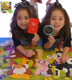 I Spy Alphabet Puzzle with Flashcards and Magnifying Glass 2ft x 3ft -Large 48 Piece Farm Animals Jigsaw Floor Puzzles for Kids 