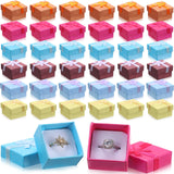 Bucherry 72 Pcs Ring Boxes 1.6 x 1.6 In Hard Cardboard Jewelry Box with Ribbon Bow Small Jewelry Gift Cases for Small Business(E