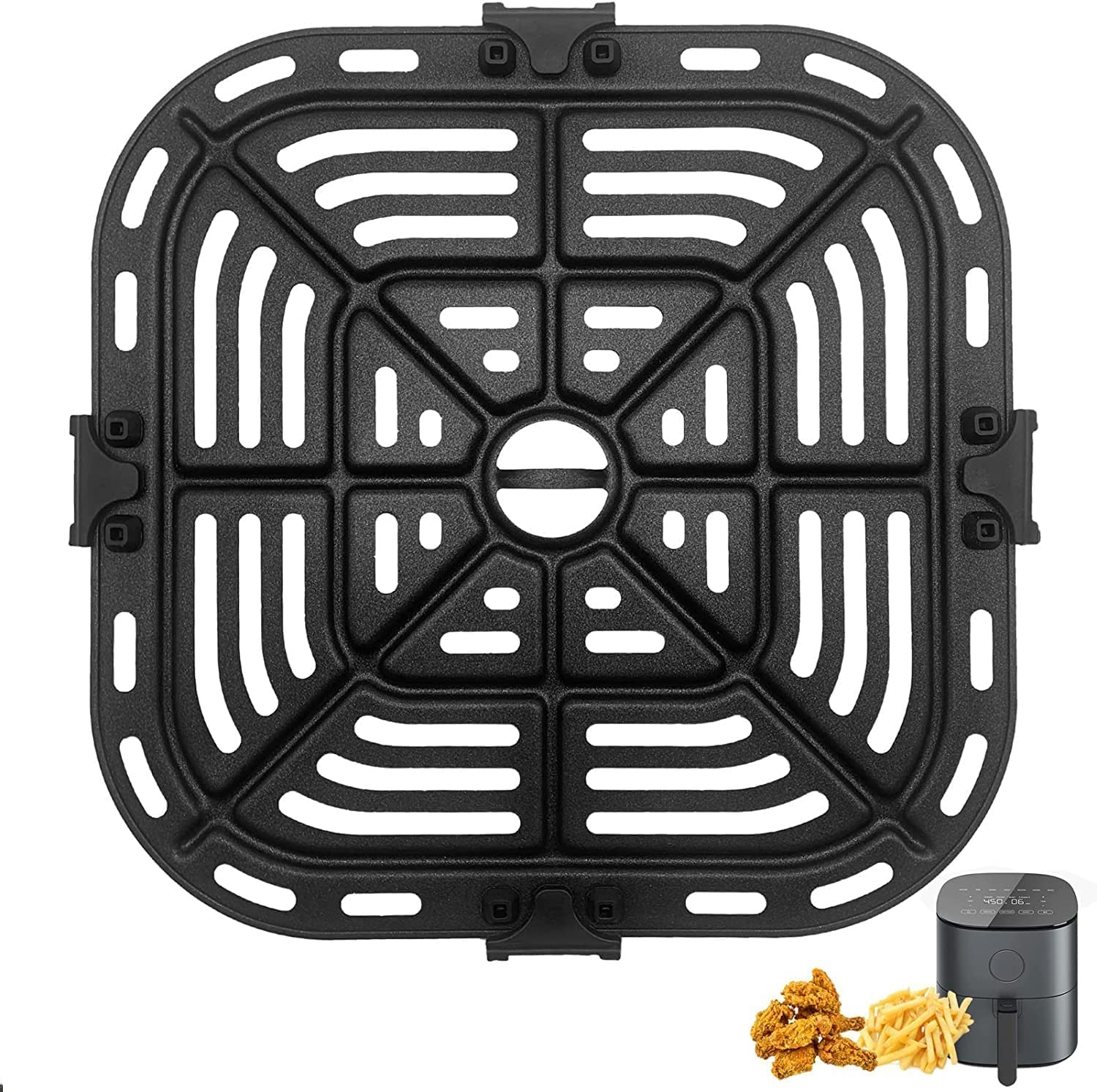 Air Fryer Grill Pan For Cosori Square Air Fryer Pro Le 5 Qt, Non-Stick 8.26 *8.26  Air Fryer Rack Replacement Parts Ac