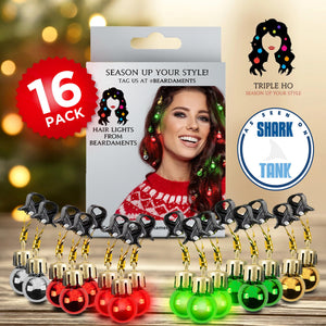 Beardaments Christmas Hair Accessories for Women - Light Up Baubles with Red and Green Lights - Fun Christmas Accessories for Wo