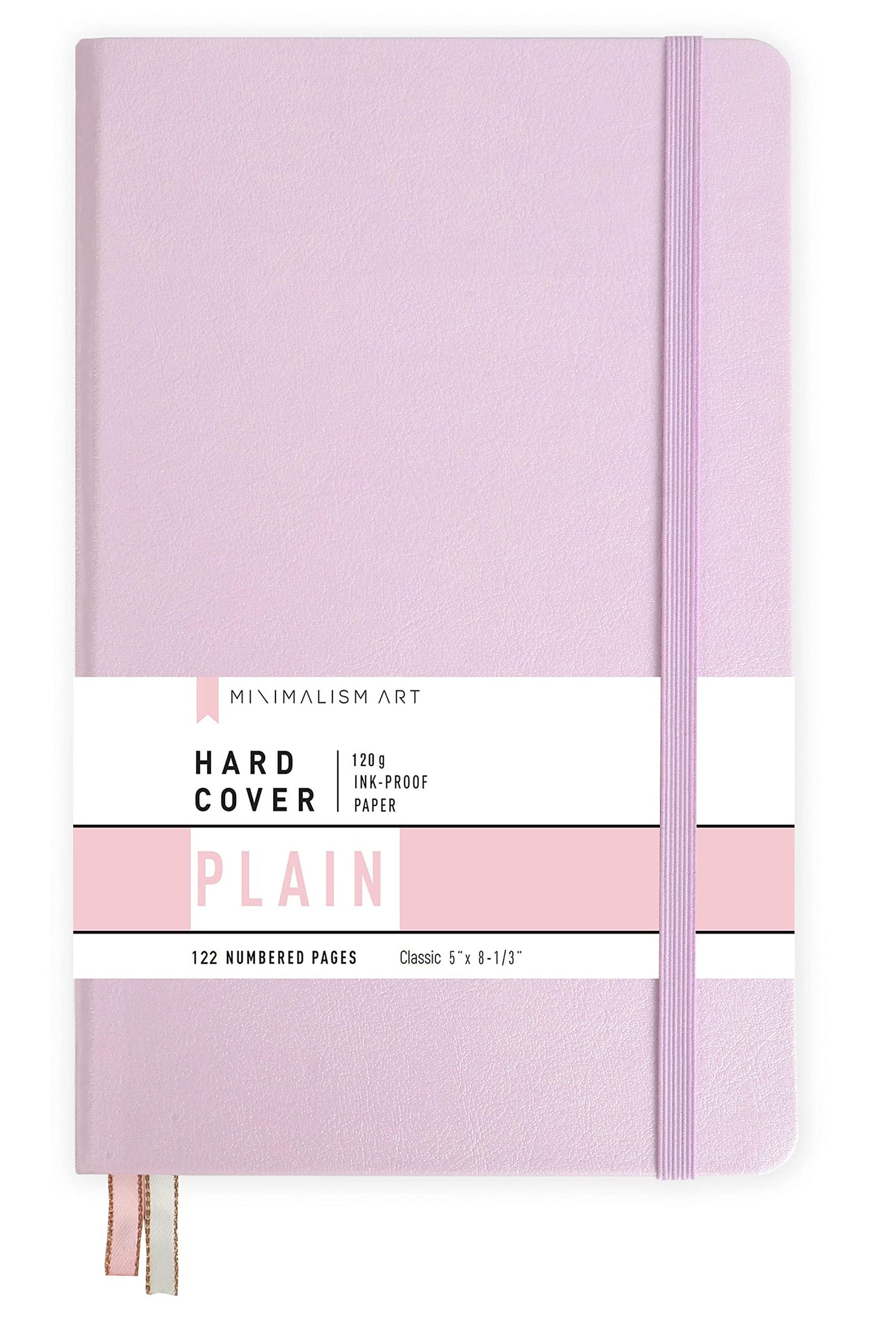 Minimalism Art, Premium Hard Cover Notebook Journal, Classic 5 x 8.3, 122 Numbered Pages, Gusseted Pocket, Ribbon Bookmark, 
