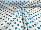 New Creations Fabric & Foam Inc, 60 Wide by Premium Polka Dot Poly Cotton Fabric (Turquoise Dot on White, 3 Yards)