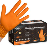 TitanFlex ThorGrip Heavy Duty Industrial Orange Nitrile Gloves, 8-mil, Gloves Disposable Latex Free with Raised Diamond Texture 