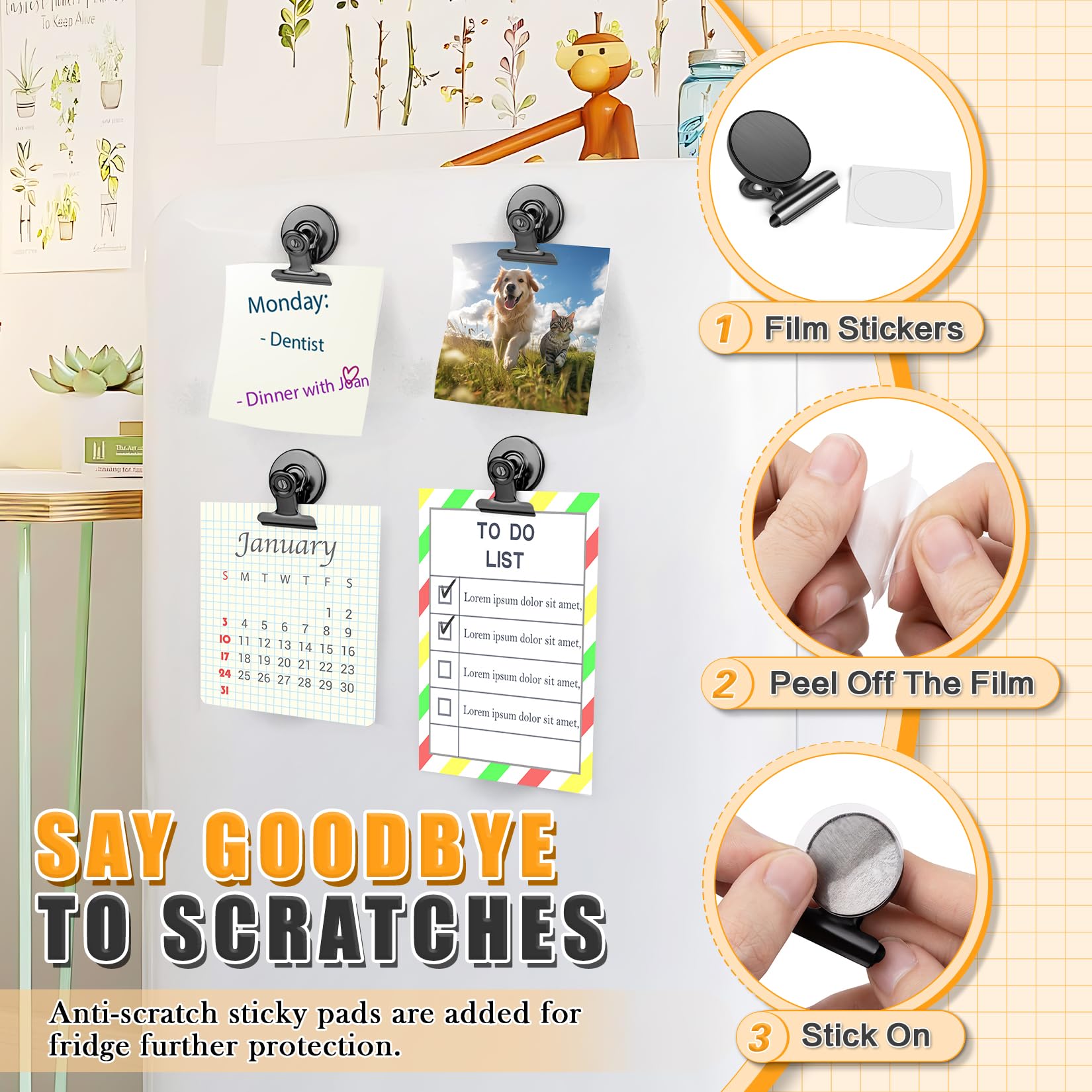 12pack Fridge Magnets Refrigerator Magnets Magnetic Clips Heavy Duty Detailed List Display Paper Fasteners on Home& Office& Teac