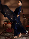 Libas Women'S Silk Blend Kurta Set (39041_Navy Blue Navy Blue S