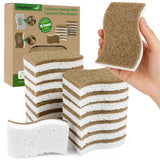 18 Pack Natural Kitchen Sponges, Biodegradable & Compostable | Non-Scratch Cellulose Coconut Fiber Sponges for Dishes, Pots & Pa