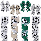 Suncalla 4 Rolls 20 Yards Soccer Wired Ribbons 2.5 Inches Multicolor Sports Burlap Ribbon Rolls Ball Pattern for Gift Wrapping D