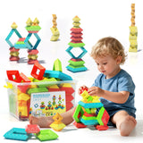 100Pcs Montessori Toys for Ages 1-3 2-5 Toddlers Kids Baby,Pyramid Stacking Building Toys,3D Preschool Learning Blocks for Kids,
