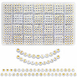 Looconi 1400pcs Letter Beads Gold Alphabet A-Z and Number Heart Beads 7x4mm White Acrylic for Jewelry Making Bracelet