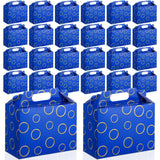 Faccito 24 Pack Blue & Gold Ring Print Treat Boxes with Handles Vedio Game Party Favor Hedgehog Themed Favors Blue Golden Gift B