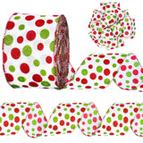 JarThenaAMCS Christmas Wired Edge Ribbon 4 Inch 25 Yards Red Green Glitter Polka Dots Print Xmas Tree Ribbon for Bow Wreath Craf