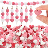 Cinnvoice 50 Pcs Easter Wood Bead for Craft Bunny Velvet Wood Beads DIY Velvet Jewelry Beads for DIY Jewelry Making Keychain Mak