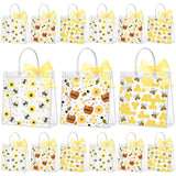 SilTriangle 30 Pcs Bee Clear Gift Bag with Handle Ribbon PVC Honey Bee Bow Party Favor Reusable Goodie Treat Snack Bag for Birth