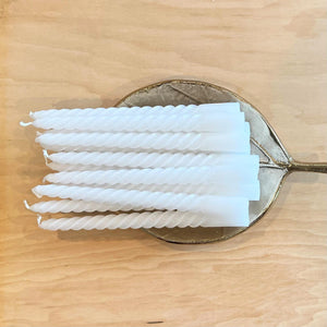12 Piece Matte White Twist Taper Candles, 2 Boxed Sets of 6, 4 Hours Burn Time, Paraffin Wax, 7.75 Inches