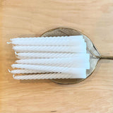 12 Piece Matte White Twist Taper Candles, 2 Boxed Sets of 6, 4 Hours Burn Time, Paraffin Wax, 7.75 Inches