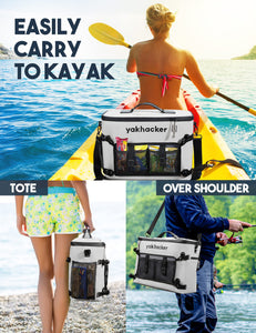 Yakhacker Kayak Cooler, Waterproof Seat Back Cooler with Lawn-Chair Style Seats, Kayak Accessories Bag, Portable Ice Chest Coole