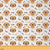 Feelyou Puppy Dog Fabric by The Yard Kids 1 Yard Cute Upholstery Fabric for Chairs Kawaii Waterproof Outdoor Fabric Bones Reupho
