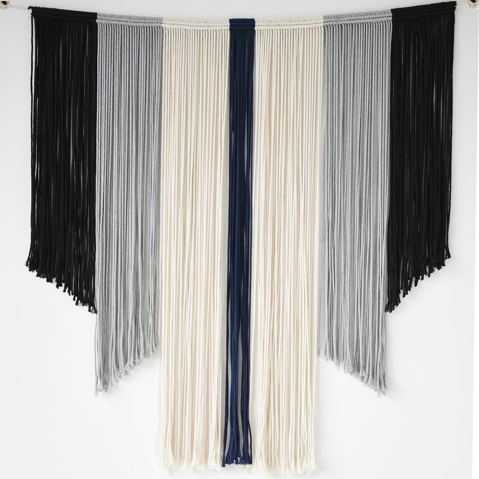 Large Macrame Wall Hanging Tie-Dye Curtain Bohemian Fiber Art Yarn Tapestry Home Wall Boho D cor (Grey)