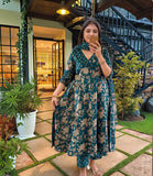 Anni Designer Women'S Rayon Viscose Anarkali Printed Kurta With Pant & Dupatta (Navneeta Dark Green-Vks02_4Xl_Green_Xxxx-Large),Green,4XL,,,