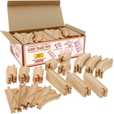 Wooden Train Track 52 Piece Set-18 Feet Of Track Expansion - 5 Distinct Pieces - 100% Compatible with All Major Brands Including