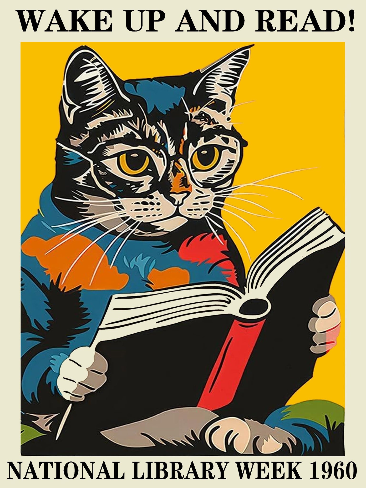 igoodom Cat Diamond Art Kits for Adults, Reading Cat Diamond Painting Kit, Full Drill Round Diamond Art Kits, DIY Gem Art and Cr